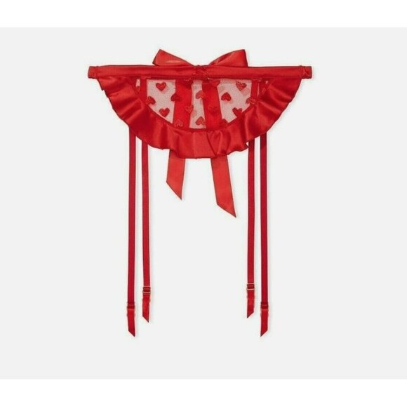 Victoria’s Secret Red Hearts Embroidery Garter Skirt  XS/S - Picture 1 of 4